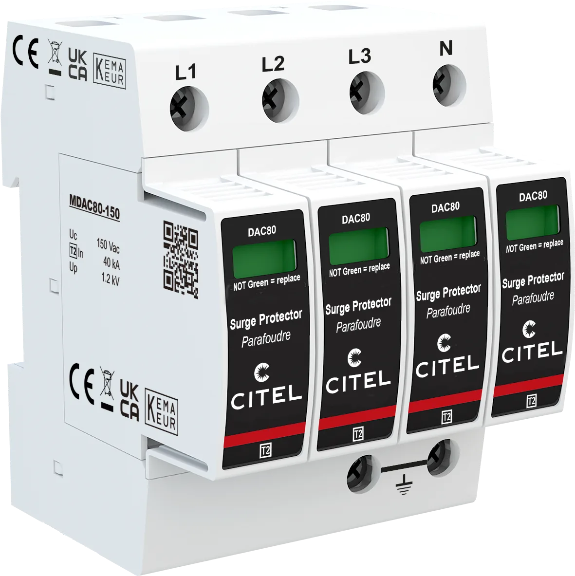 Устройство защиты от импульсных перенапряжений Citel DAC80-40-150 (821210114), тип 2, Imax 80 кА