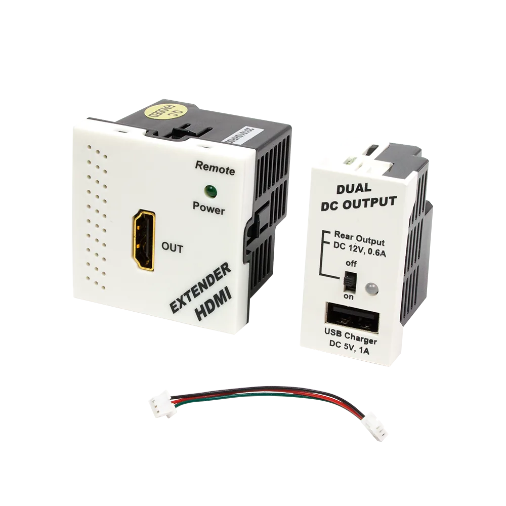Конвертор LANMASTER RJ45-HDMI, приемник + блок питания, формата Mosaic, 45x45 мм + 22.5х45 мм, белые